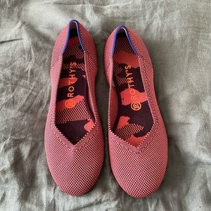 Rothy's The Flat Rose Double Stitch Knit Fabric Slip On Ballet Flats Womens 9.5